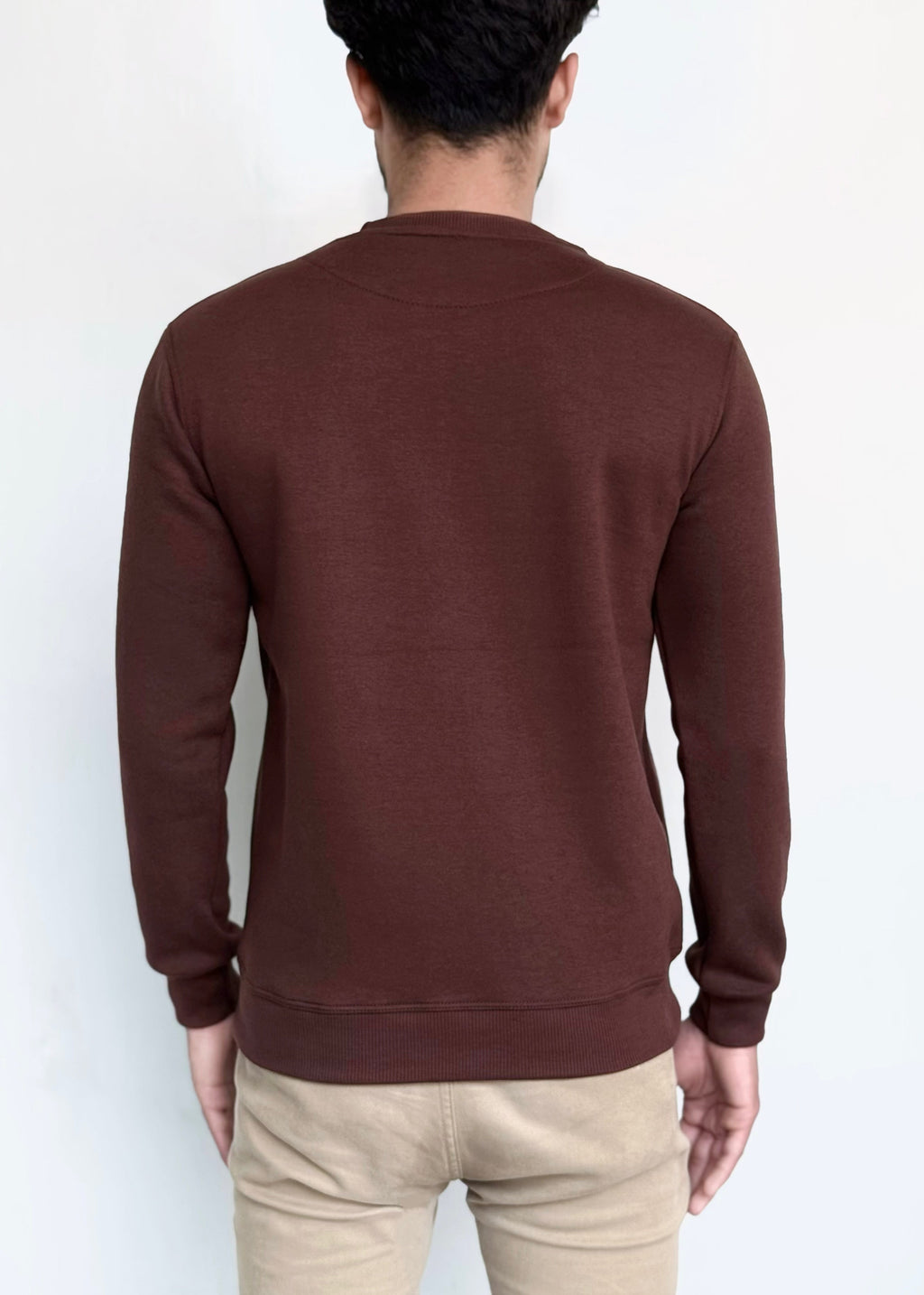 SOFT COTTON FLEECE SWEATSHIRT'S-BROWN