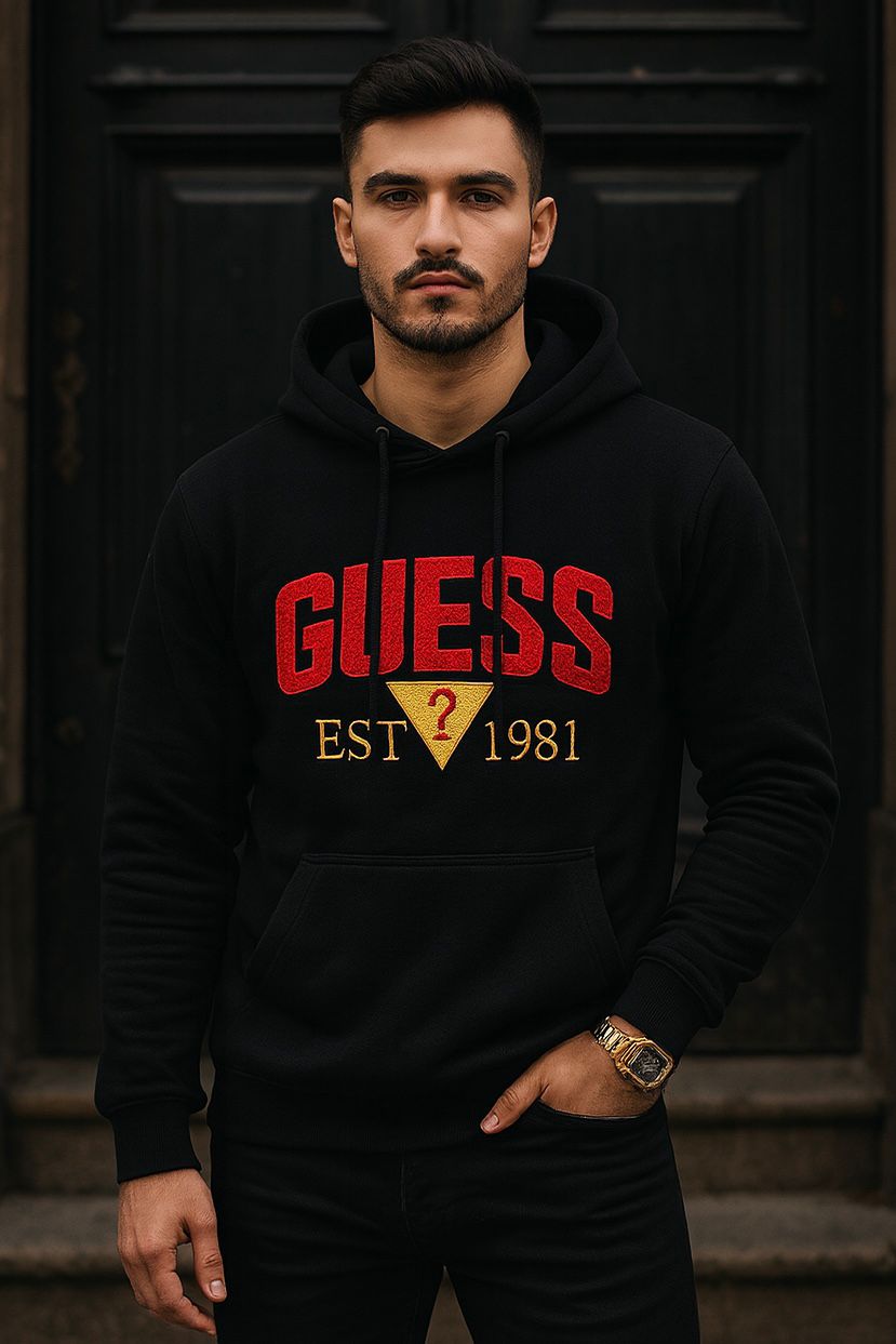 003 COMFORTABLE HOODIE WITH UNIQUE STYLE-BLACK