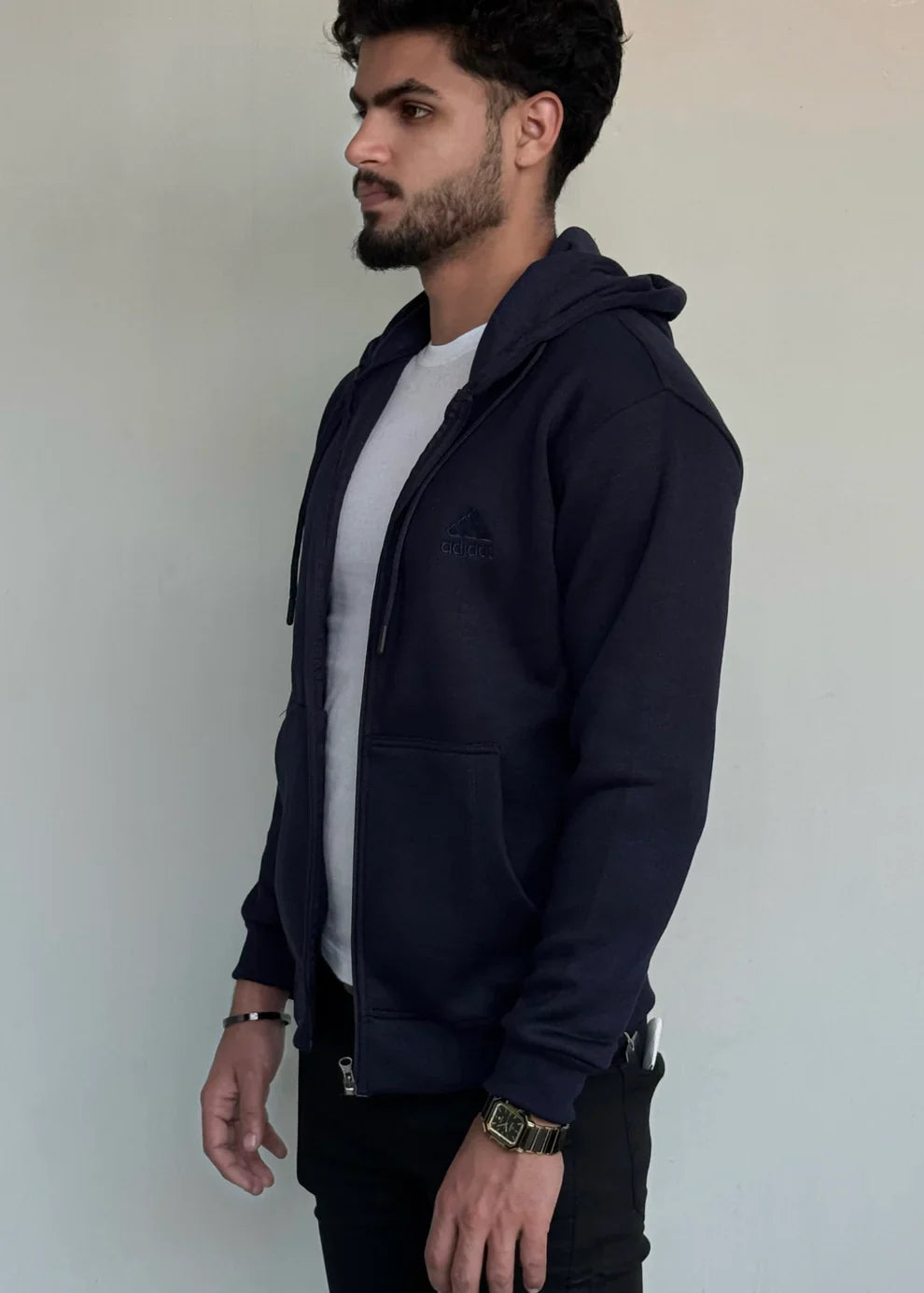 002 COMFORTABLE CLASSIC FLEECE HOODIE-BLACK