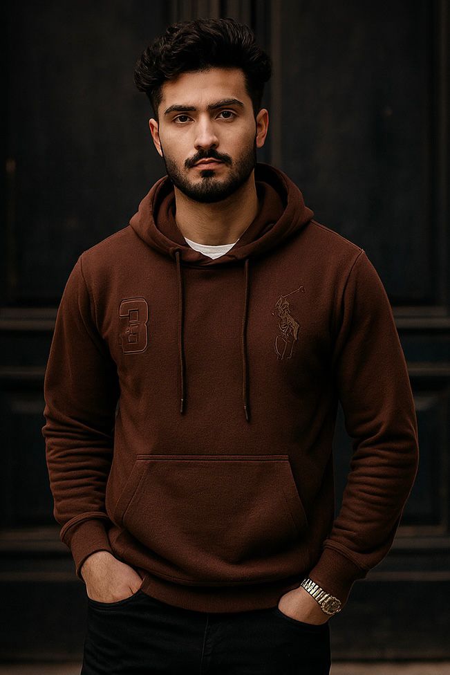 001 COZY CLASSIC FLEECE HOODIE-BROWN
