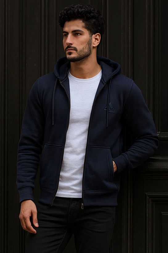 002 COMFORTABLE CLASSIC FLEECE HOODIE-BLUE