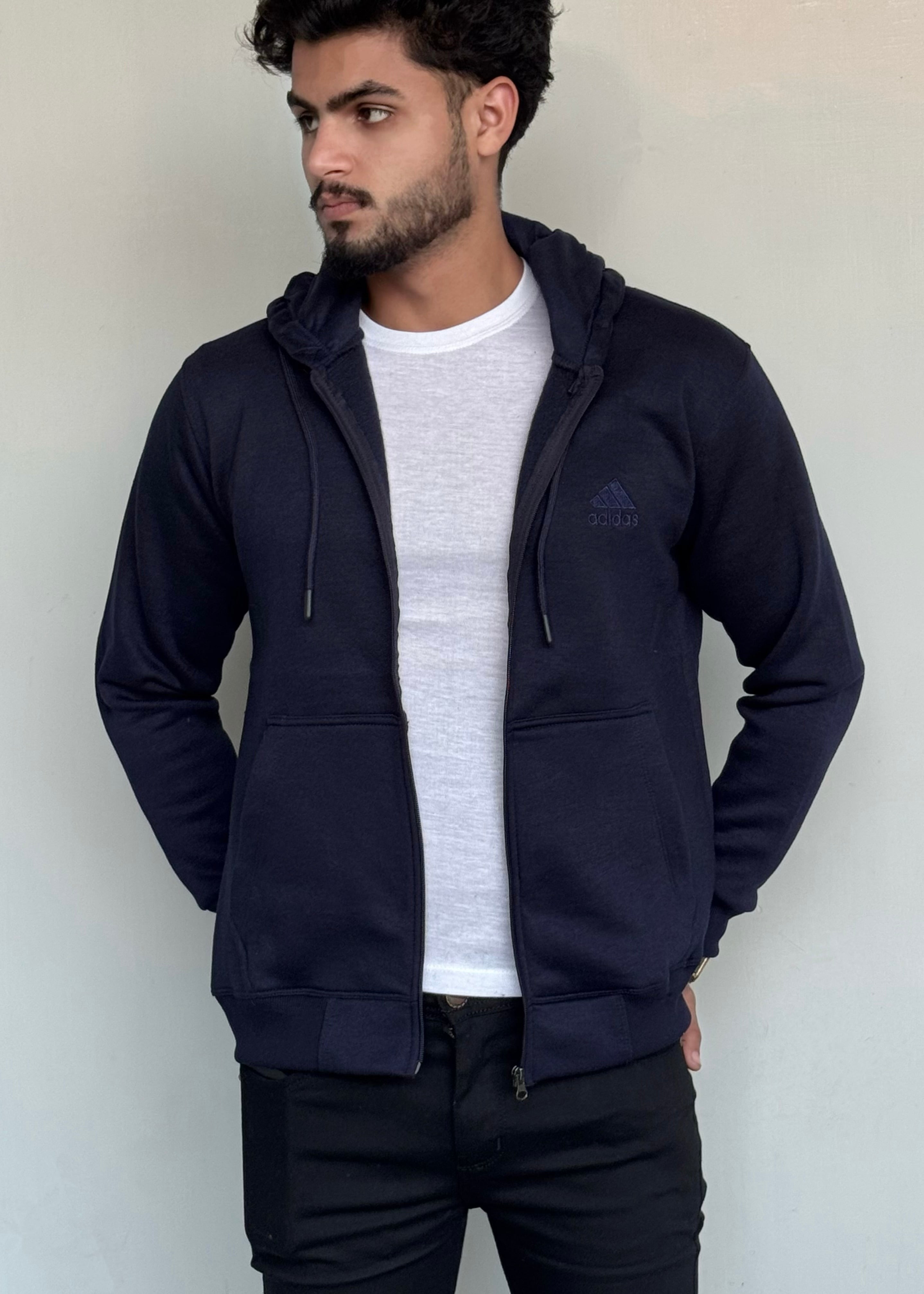 002 COMFORTABLE CLASSIC FLEECE HOODIE-BLUE