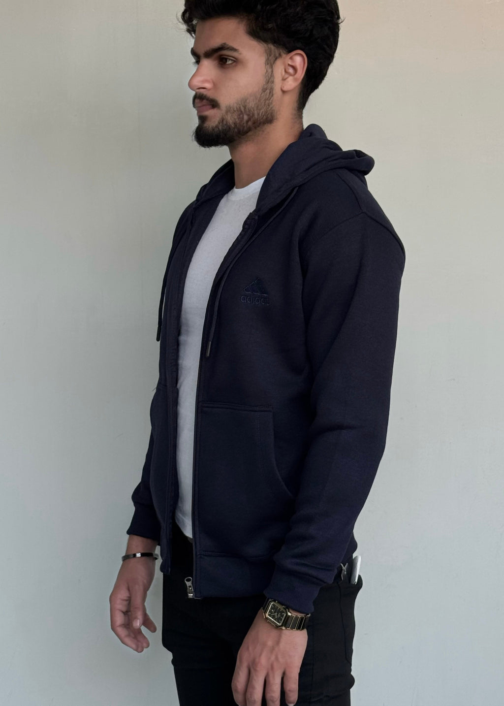 002 COMFORTABLE CLASSIC FLEECE HOODIE-BLUE