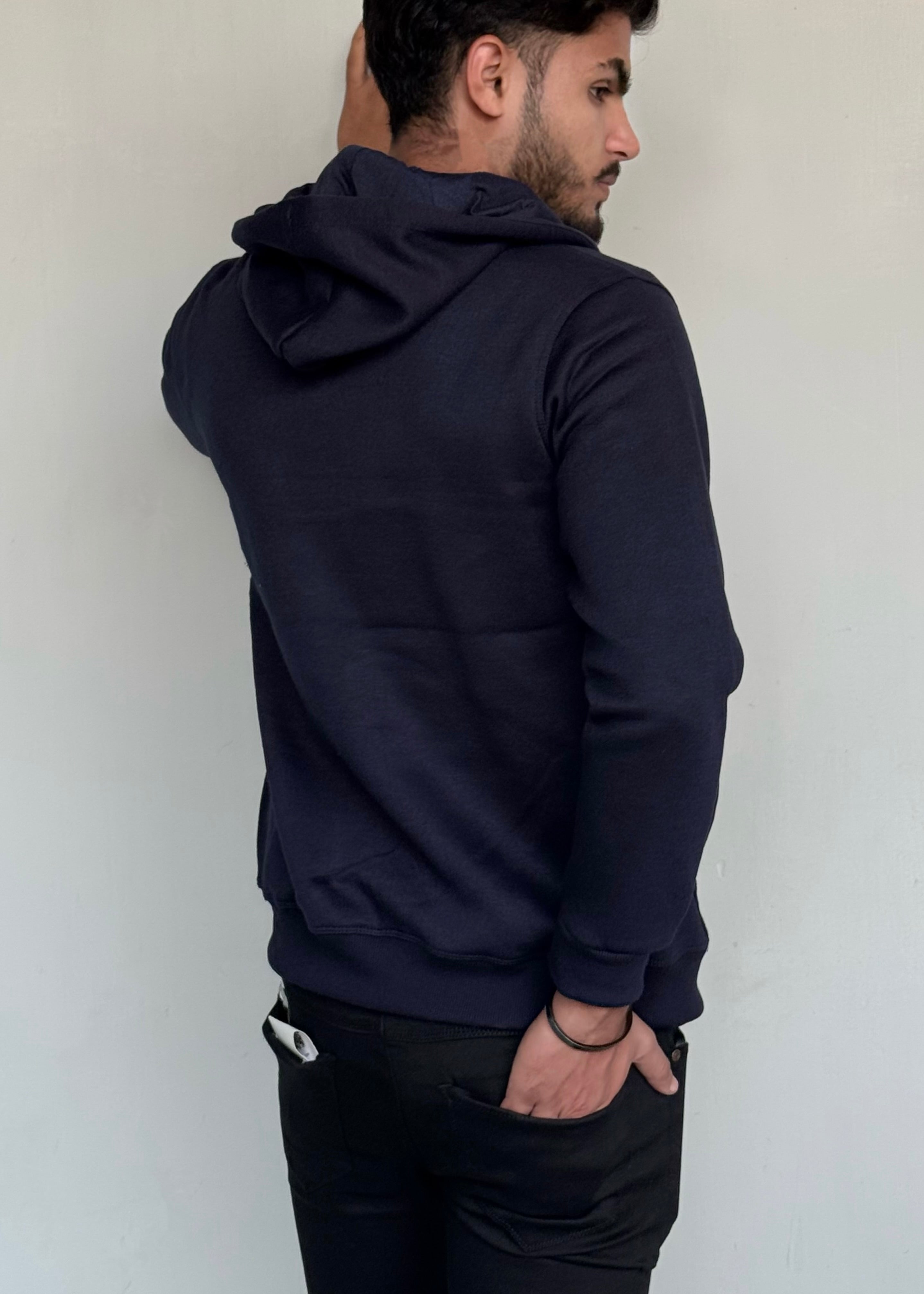 002 COMFORTABLE CLASSIC FLEECE HOODIE-BLUE