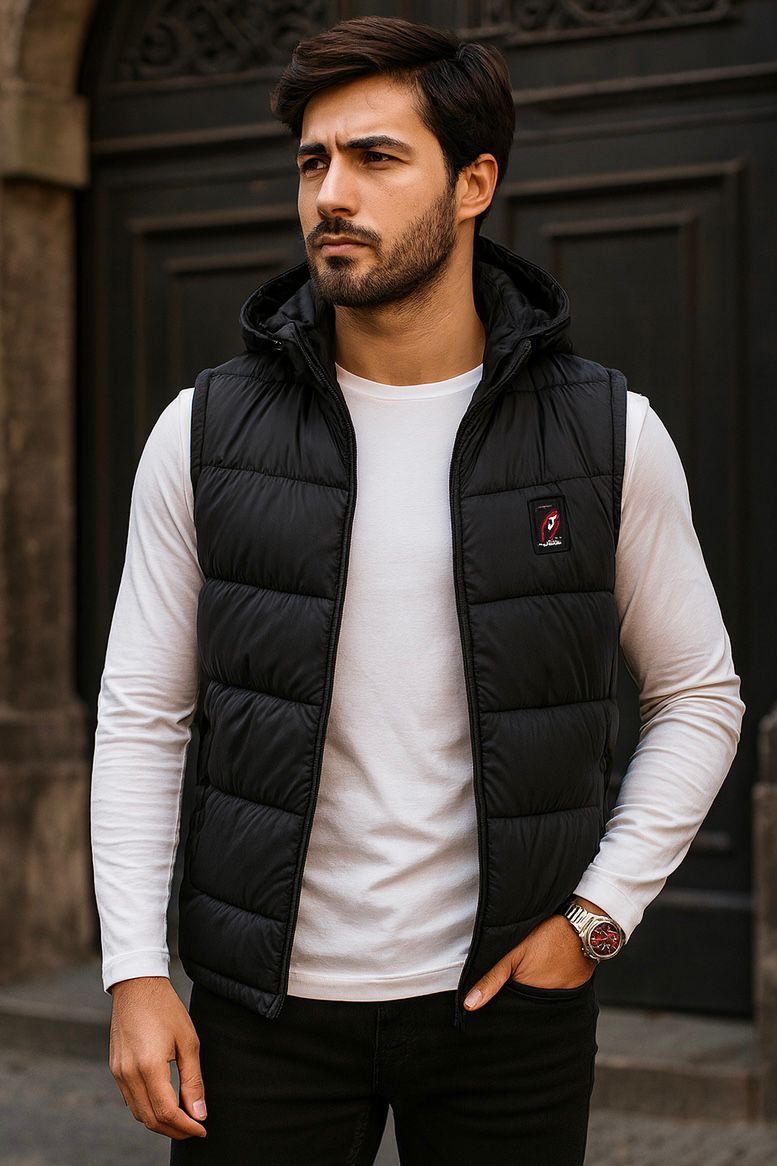 SLEEVLESS REMOVABLE & DETACHABLE JACKET-BLACK