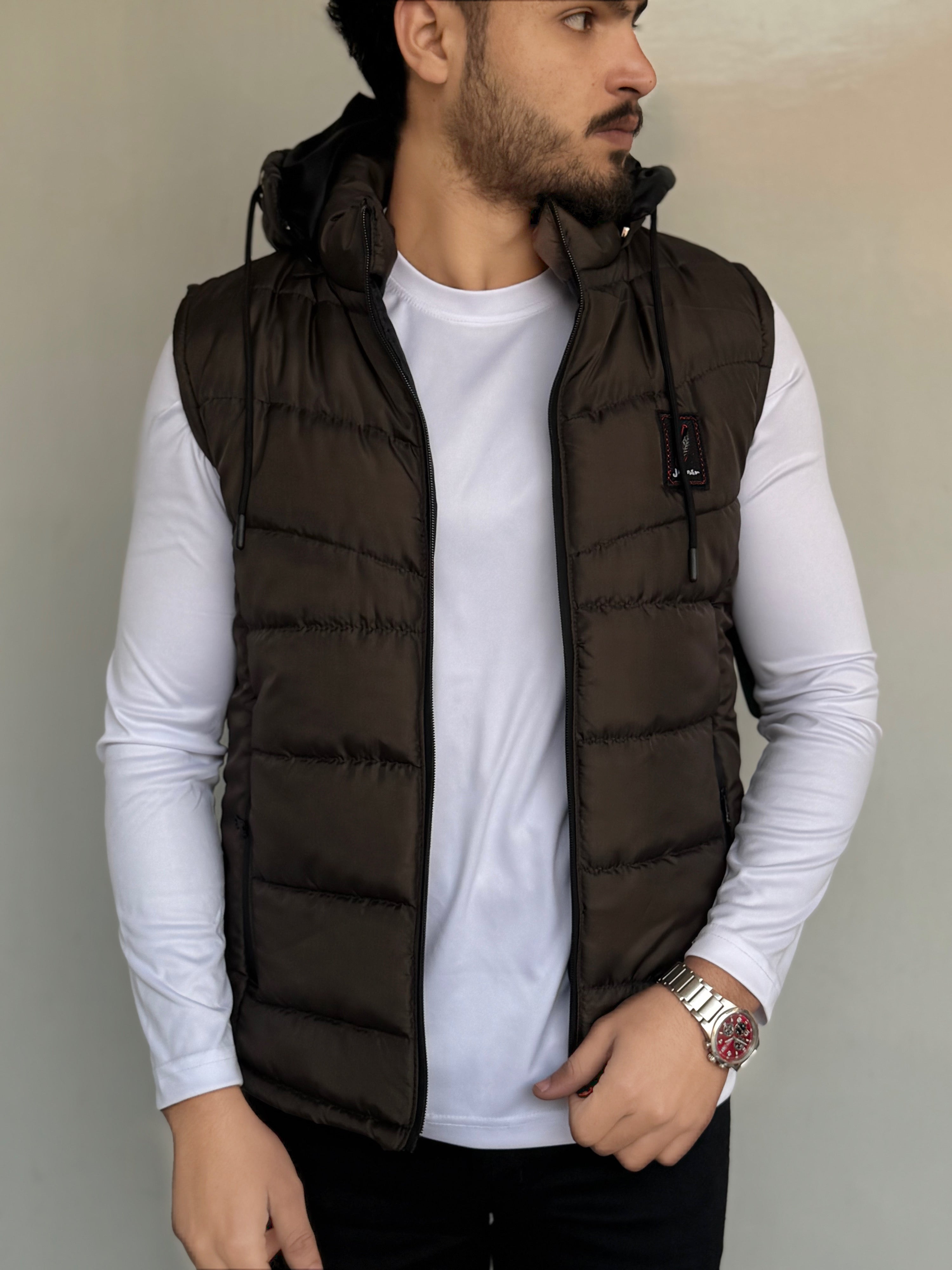 SLEEVLESS REMOVABLE & DETACHABLE JACKET-CHARCOAL