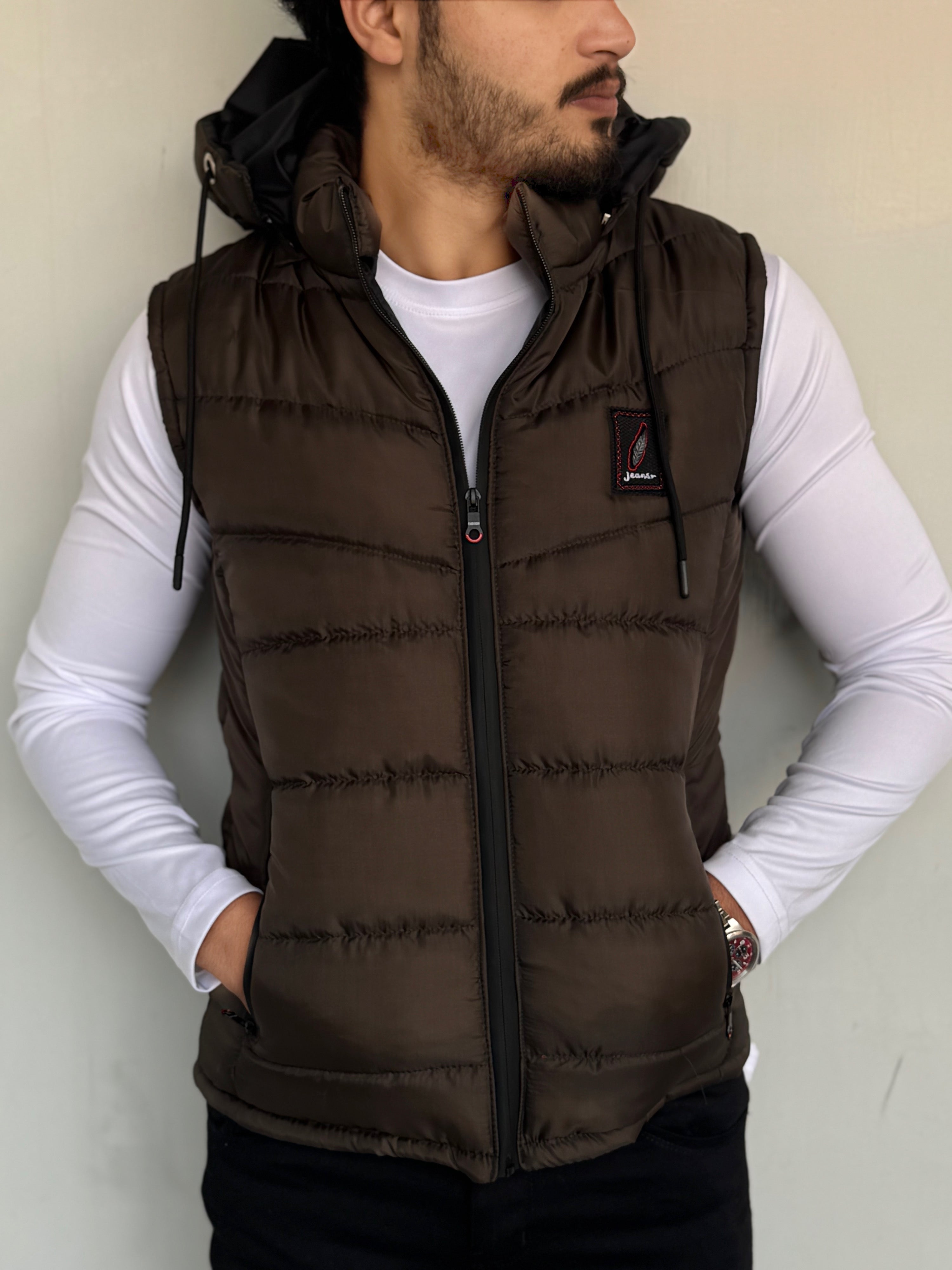 SLEEVLESS REMOVABLE & DETACHABLE JACKET-CHARCOAL
