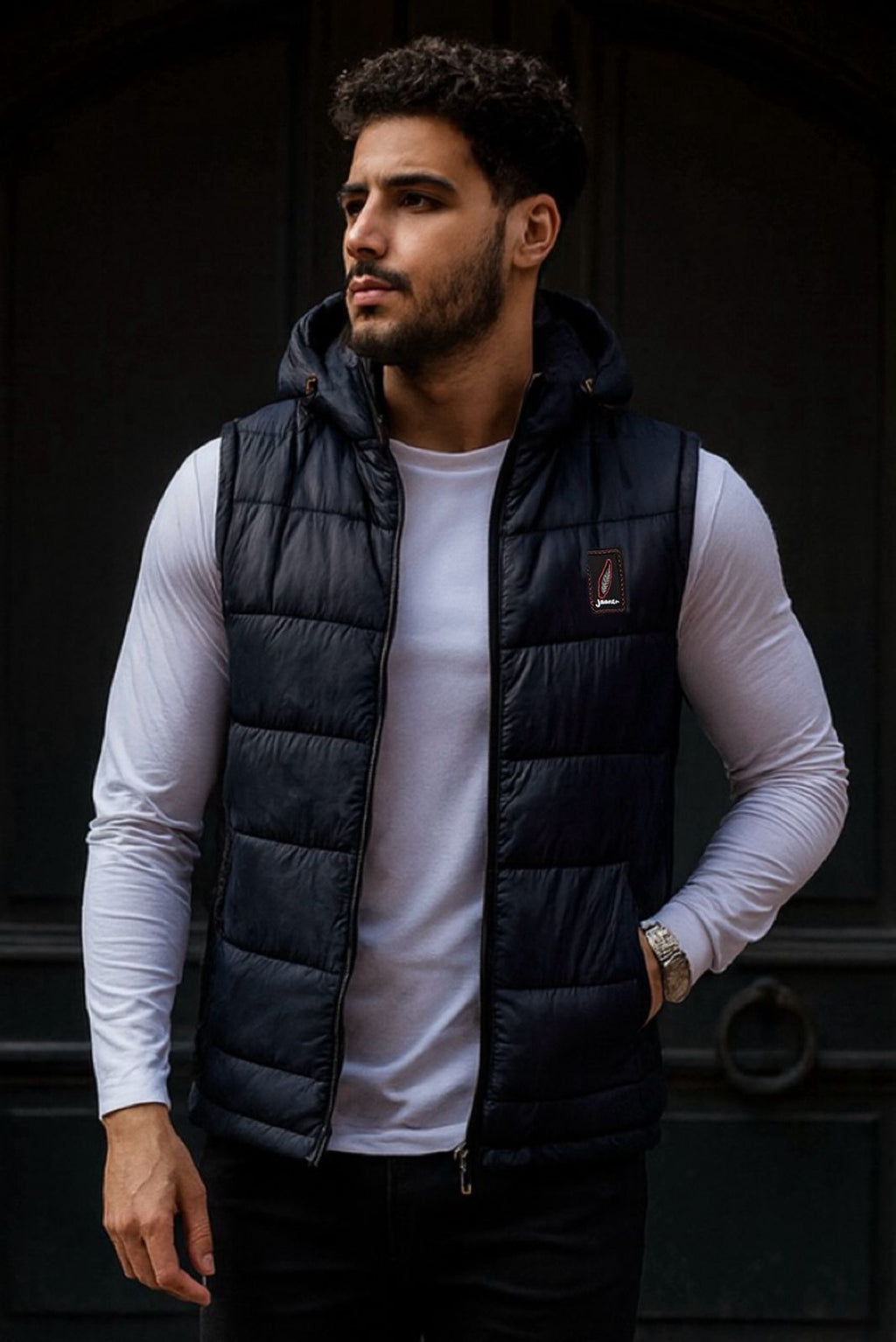 SLEEVLESS REMOVABLE & DETACHABLE JACKET-NAVY BLUE